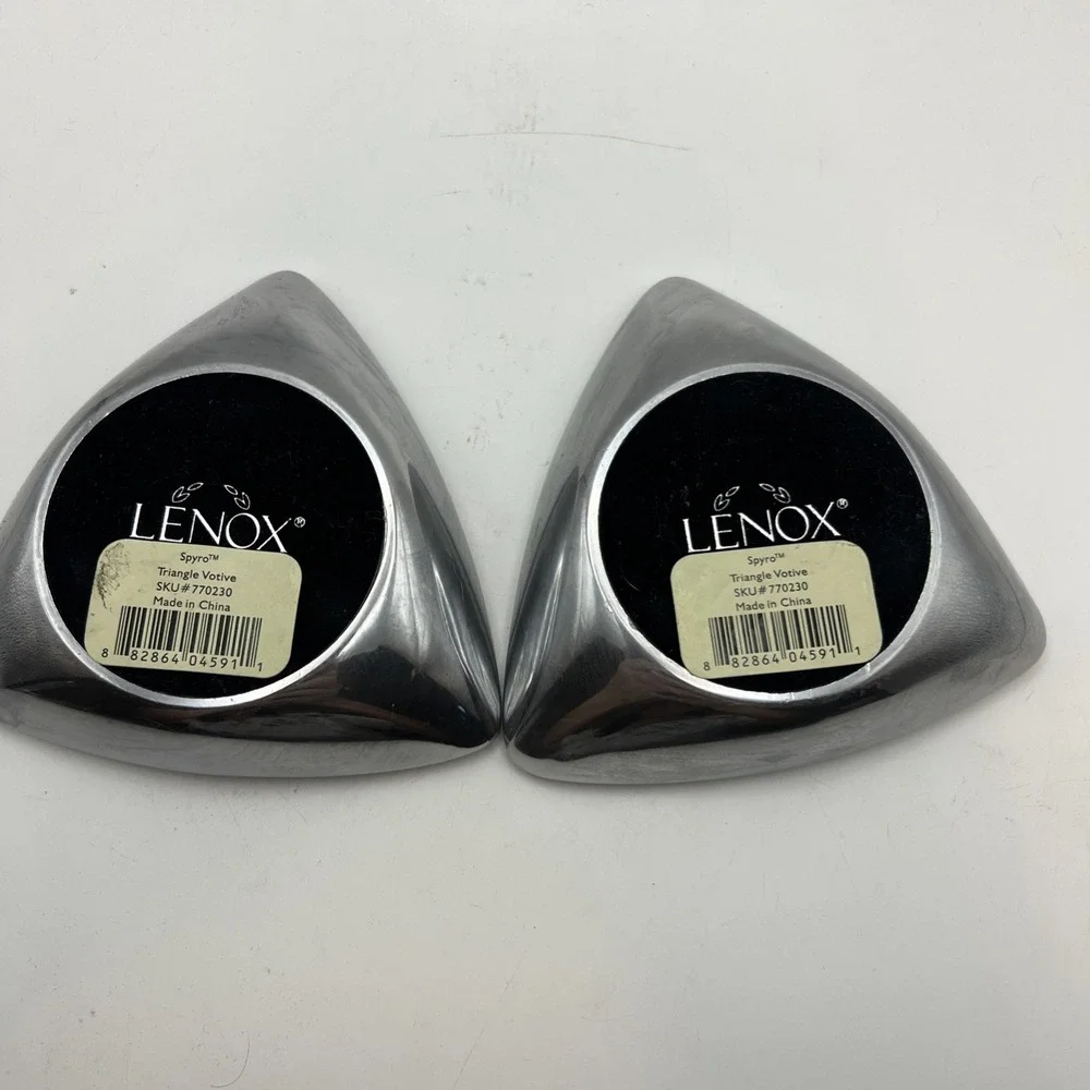 Lenox Candle Holders Votive Tealight Silver Triangle Decor 5.4